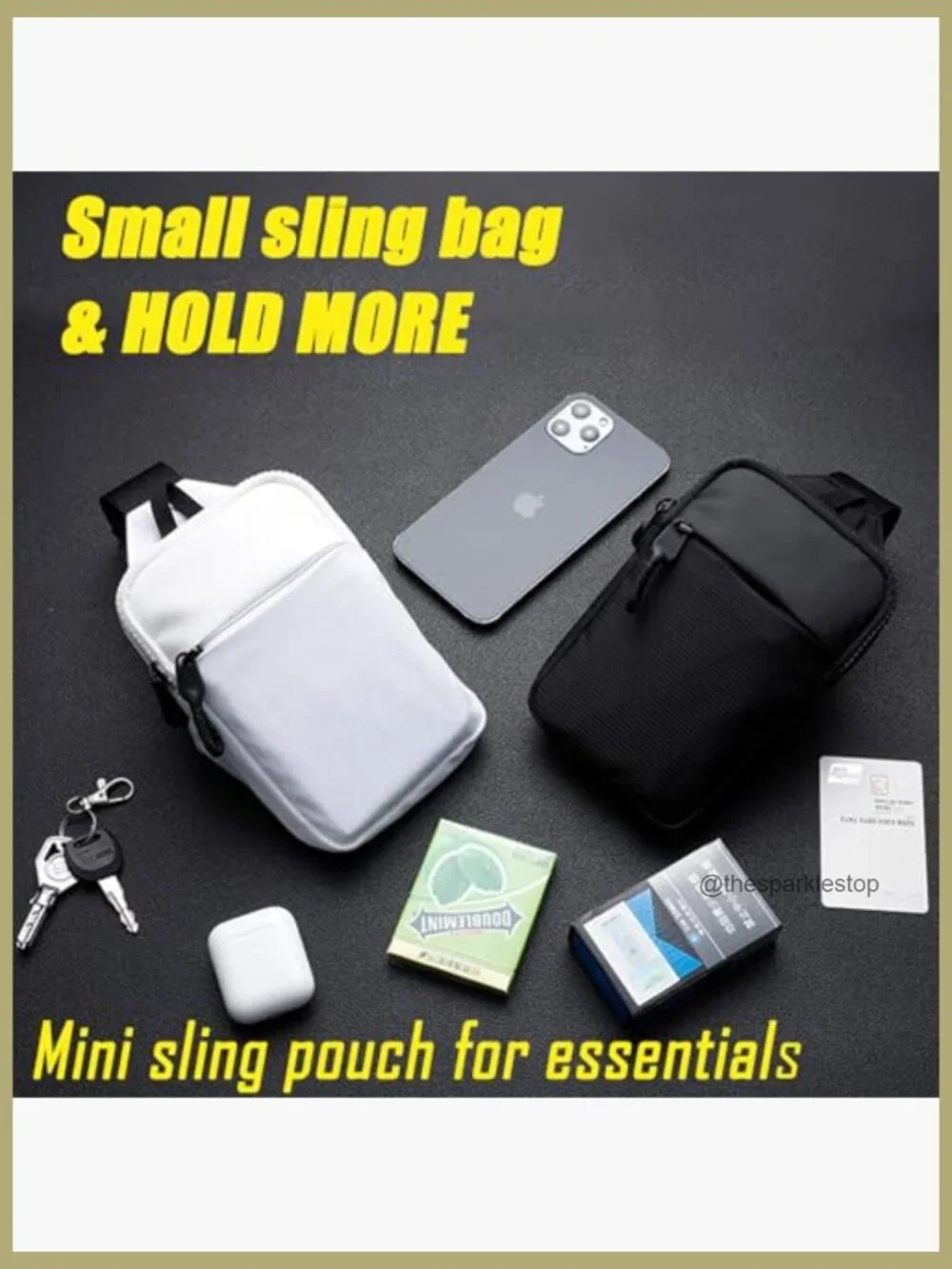 Mini Sling Bag - Adjustable Nylon Crossbody Phone Chest Bag for Travel Hiking